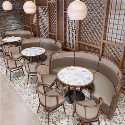 طقم طاولة وكراسي طعام بتصميم نصف دائري عصري